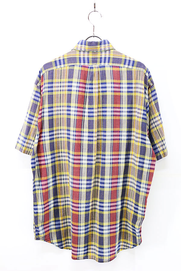 Used 90s Ralph Lauren Madras check BD S/S Shirt Size L 