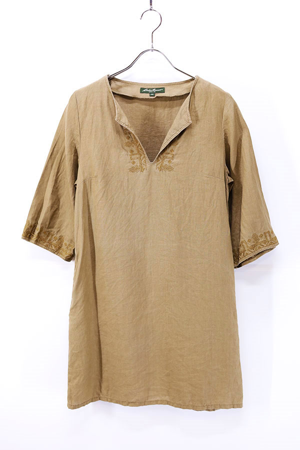 Used 00s Eddie Bauer Folklore Tunic Linen Dress Size XS 