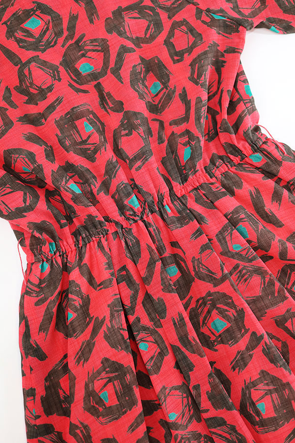 Used 80s All Over Graphic Shear Retro S/S Dress Size M  