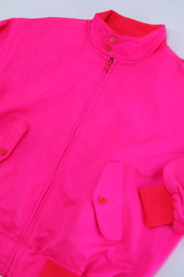 Used 90s Unknown G-9 Style Fluorescent Pink Nylon Jacket Size L 