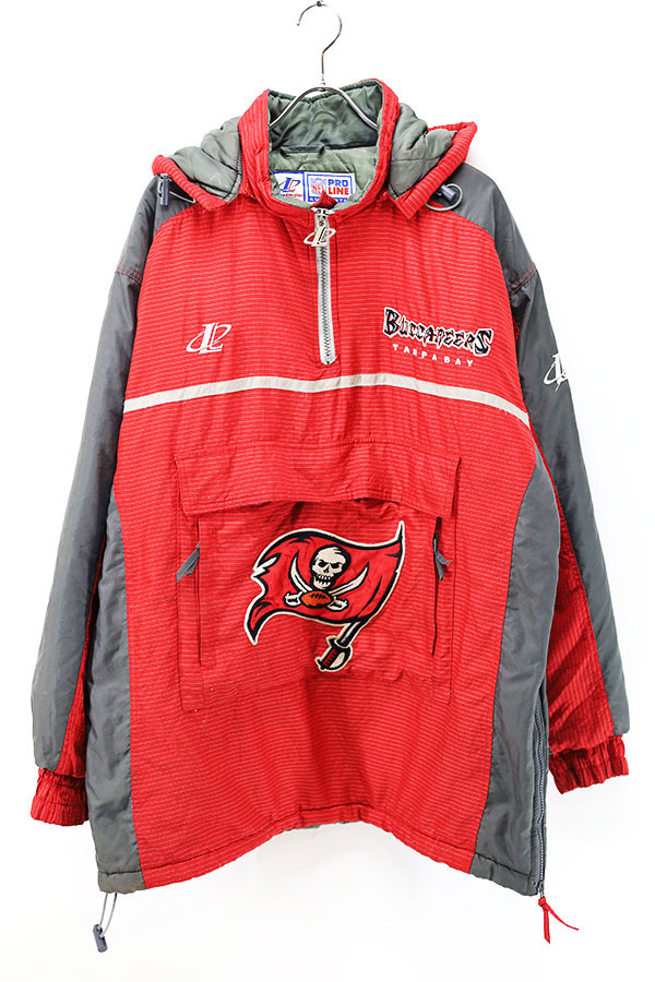 Used 90s PRO LINE NFL TAMPA BAY Padded Nylon Anorak Jacket Size L 