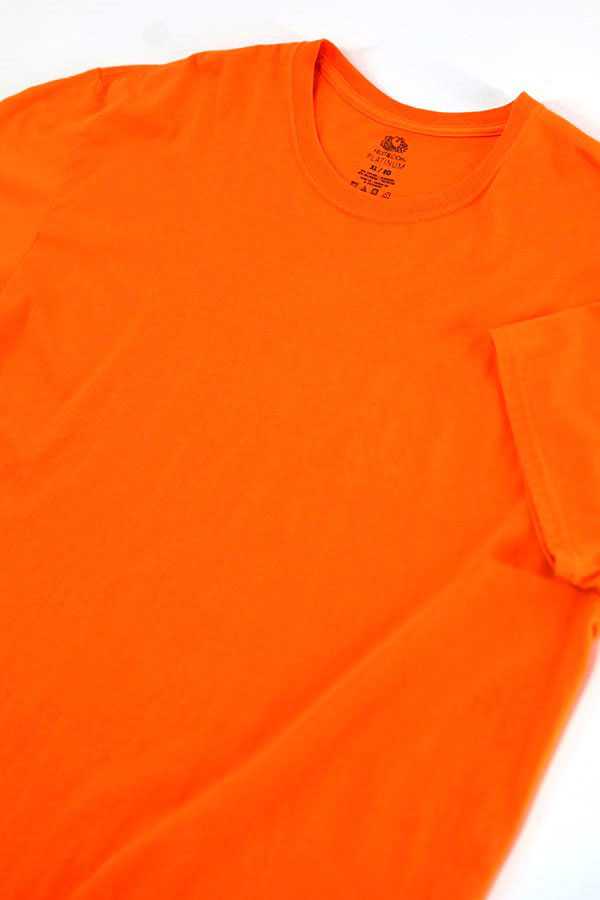Used 00s FRUIT OF THE LOOM Blaze Orange Solid T-Shirt Size XL 