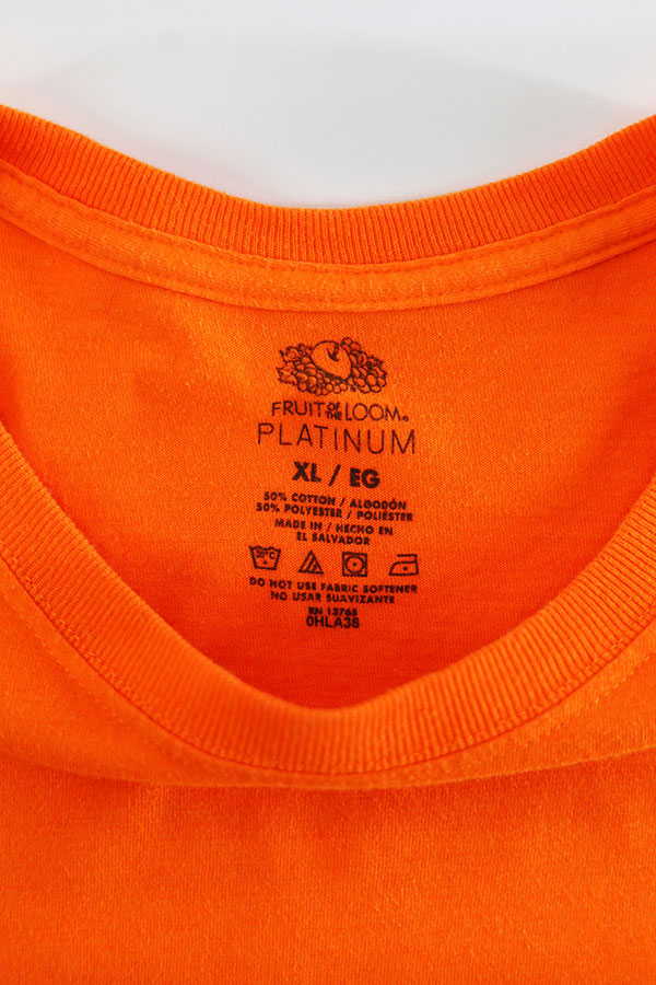 Used 00s FRUIT OF THE LOOM Blaze Orange Solid T-Shirt Size XL 