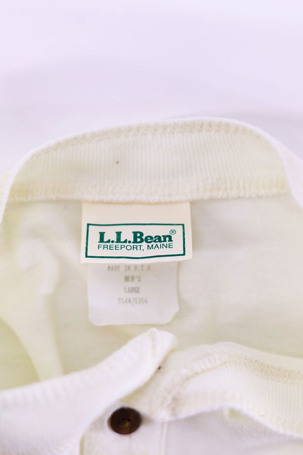 Used 90s USA LL Bean Henley neck Thermal Cut Sew Size L 