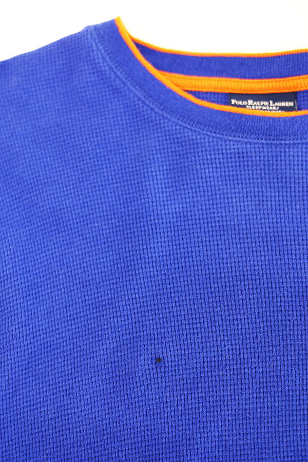 Used 00s POLO Ralph Lauren Blue Waffle Thermal Cut Sew Size L 