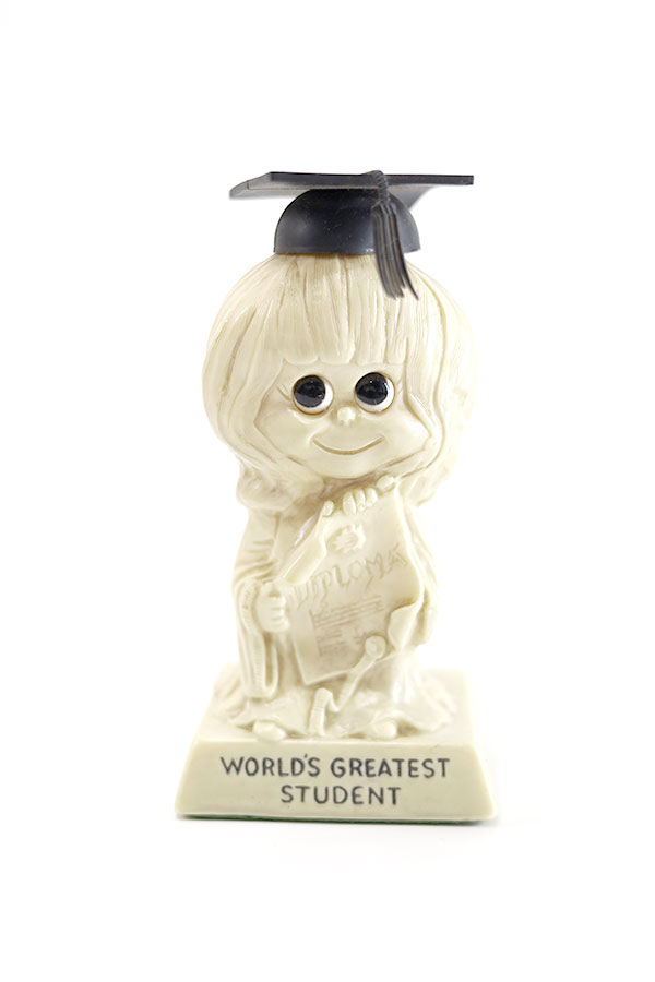 Used 70s WORLDS GREATEST STUDENT Antique Message Doll  
