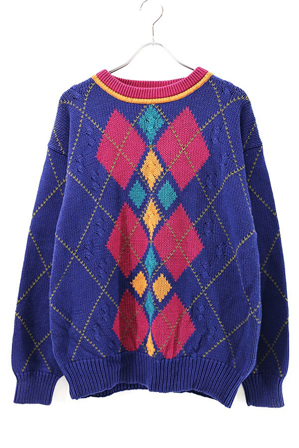 Used 90s GANT Argyle Design Cotton Knit Size XL 