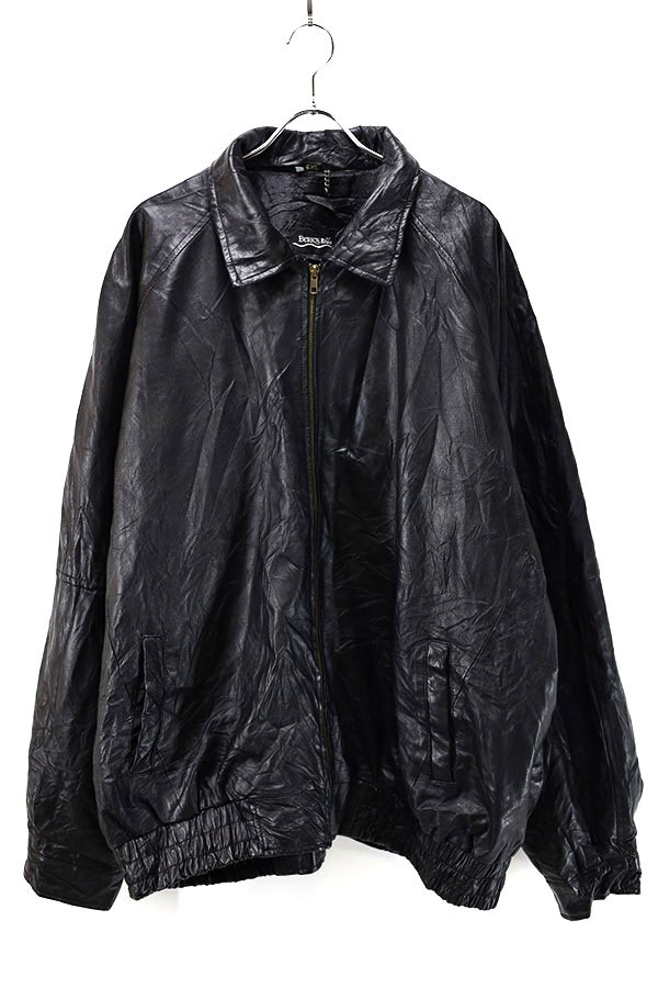 Used 00s Unknown Black Leather Over Size Blouson Jacket Size 6XL 