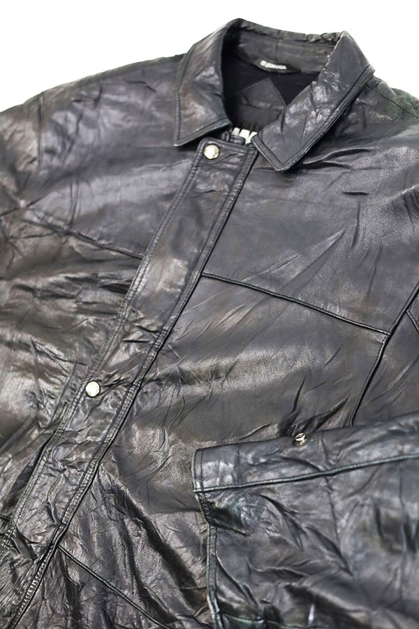 Used 00s CANADA WEATHER MAN Black Leather Middle Coat Size L 