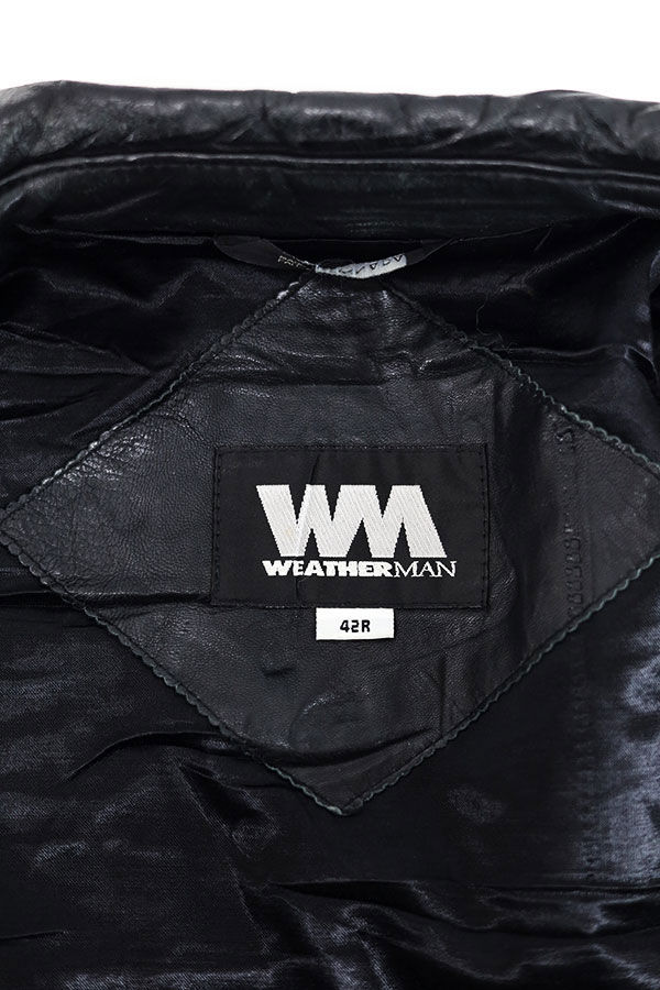 Used 00s CANADA WEATHER MAN Black Leather Middle Coat Size L 