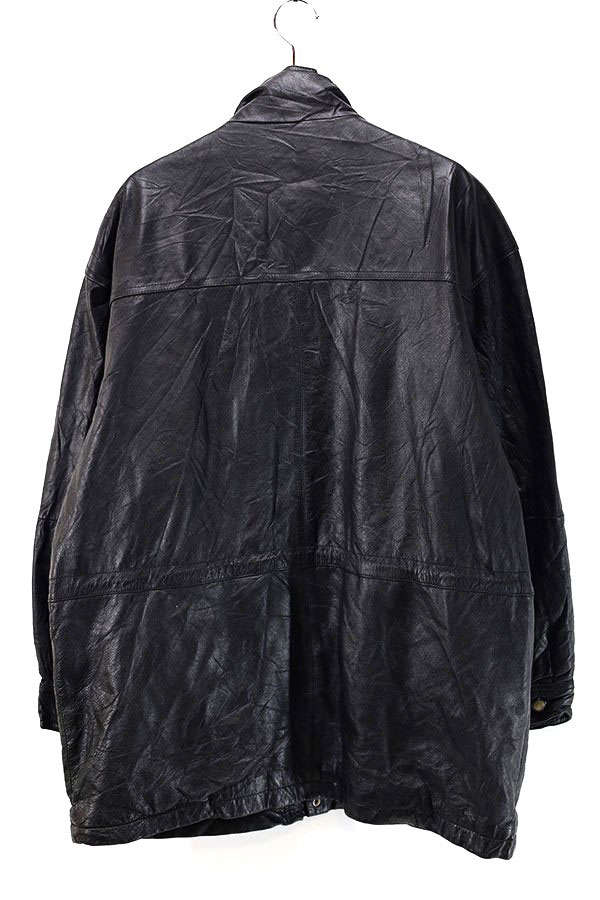 Used 00s MEMBERS ONLY Black Leather Middle Jacket Size L 