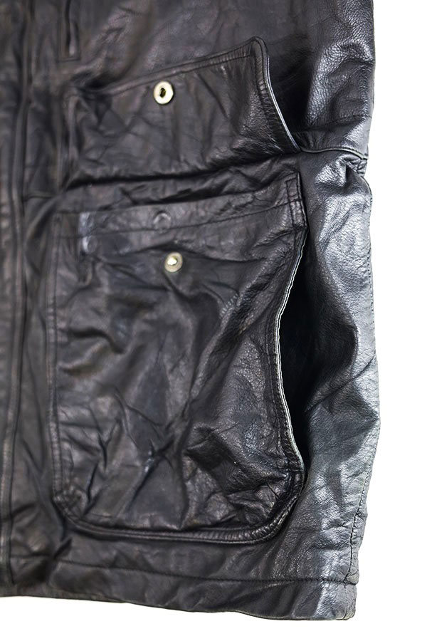 Used 00s MEMBERS ONLY Black Leather Middle Jacket Size L 