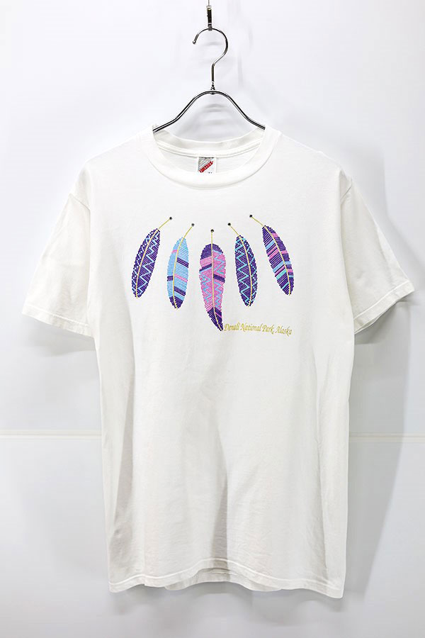 Used Womens 90s USA JERZEES Feather Graphic T-Shirt Size M 