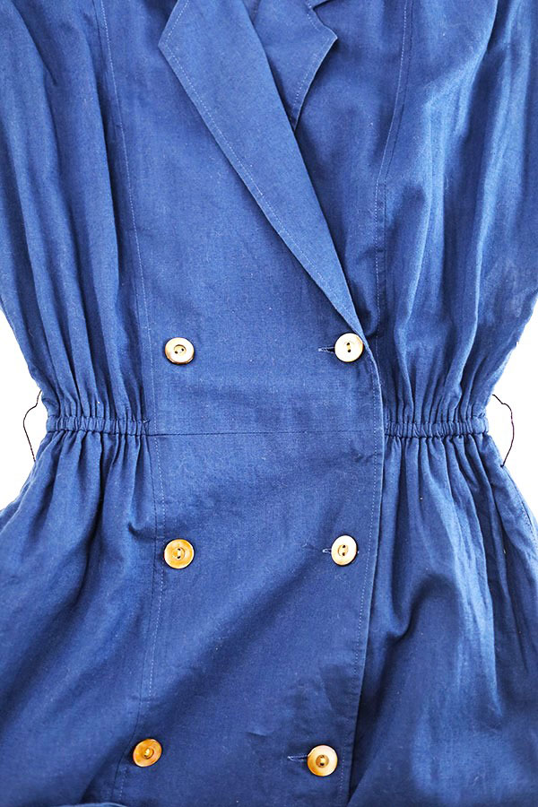 Used Womens 80s-90s Burberry Double Breasted Blue Dress Size S  