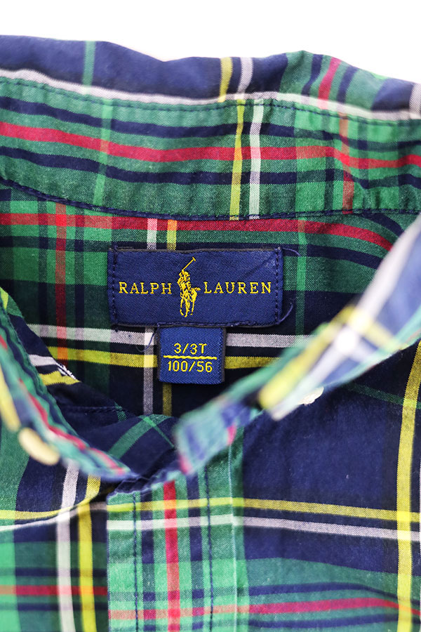 Used Kids 00s Ralph Lauren Check BD Shirt Size 3  