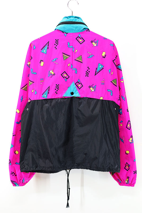 Used 80s K-WAY Neon Packable Nylon Jacket Size M  