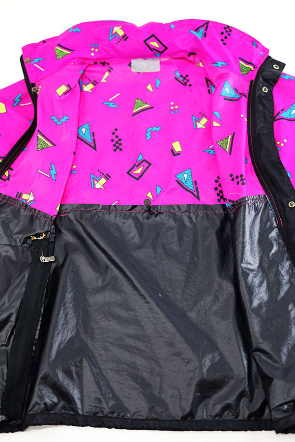 Used 80s K-WAY Neon Packable Nylon Jacket Size M  