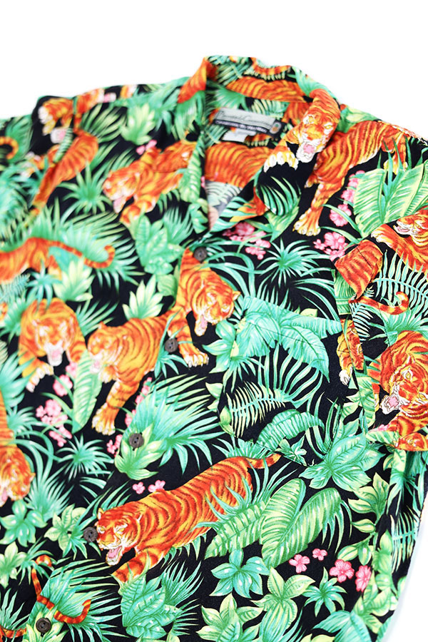 Used 00s Pineapple Connection Tiger All Over Rayon Aloha Shirt Size L 