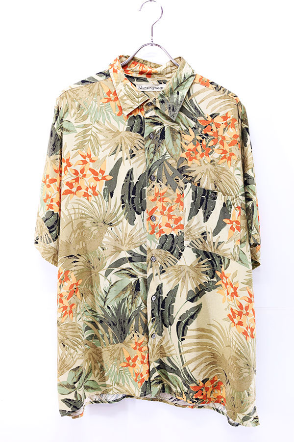 Used 00s Munsingwear Botanical Rayon Aloha Shirt Size XL  