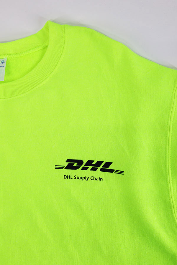 Used 00s Fluorescent Yellow DHL One Point Graphic Sweat Size L 