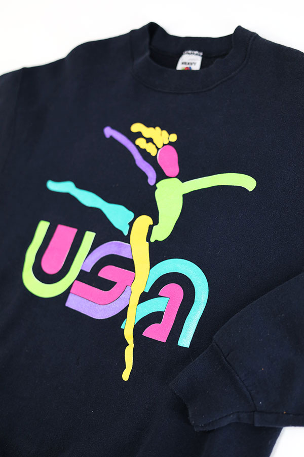 Used 90s USA FRUIT OF THE LOOM Dancer Art Graphic Black Sweat Size L 