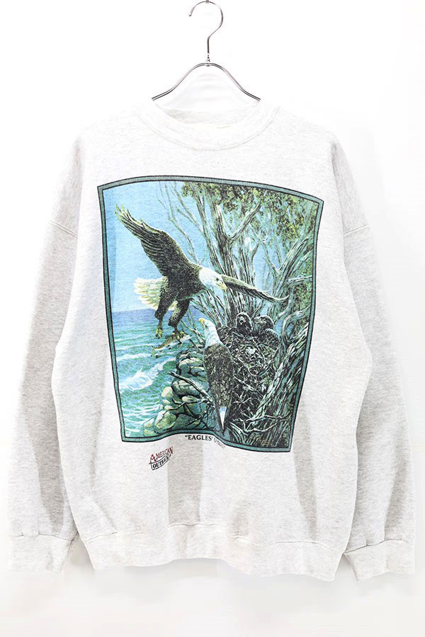 Used 90s USA EAGLES DOMAIN Animal Art Graphic Sweat Size L 