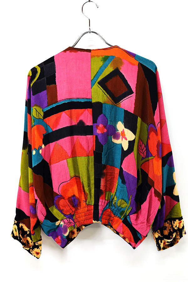 Used Womens 80s-90s Dolman sleeve Rayon Blouson Jacket Size M  