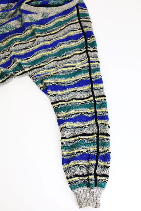 Used 90s USA St Croix V Neck 3D Stripes Cotton Knit Size M 