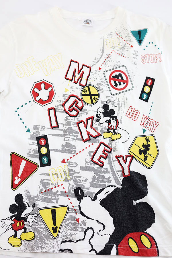 Used 90s Disney Mickey Traffic Graphic T-Shirt Size M 