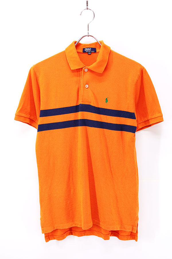 Used 90s POLO by Ralph Lauren Orange Stripes Polo-Shirt Size L  
