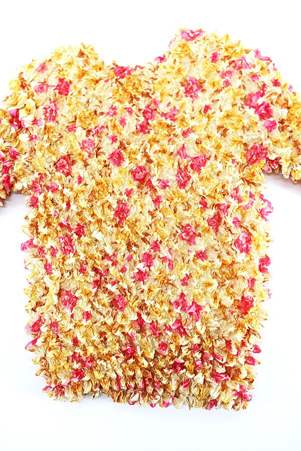 Used 80s-90s Unknown Flower Pattern short sleeve Popcorn tops Size Free 
