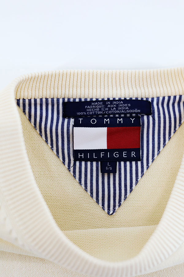 Used 90s Tommy Hilfiger One Point Cotton Knit Size L 