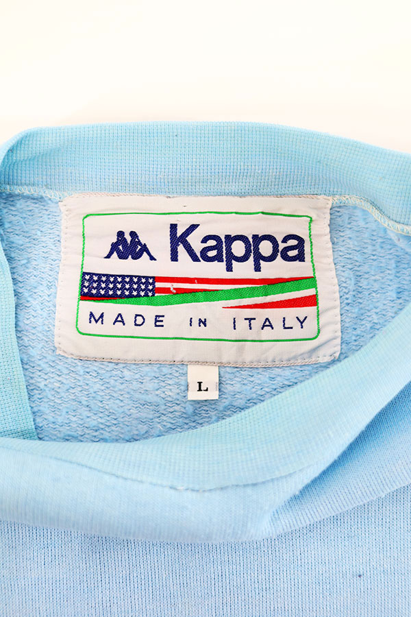 Used 80s ITALY Kappa Sky Blue Classic Graphic Sweat Size L 
