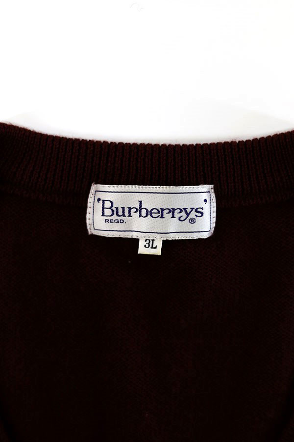 Used 90s Burberry V Neck Light Wool Knit Size 3L 